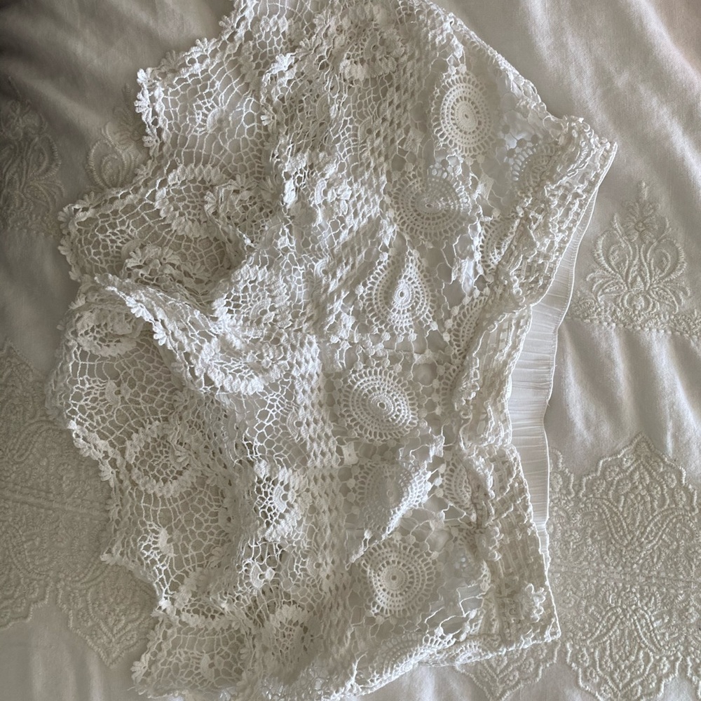 Beautiful crocheted white beach shorts